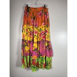 Avani Del Amour Textured Tiered Layered Maxi Skirt Xl Flowy Flare Floral Beach